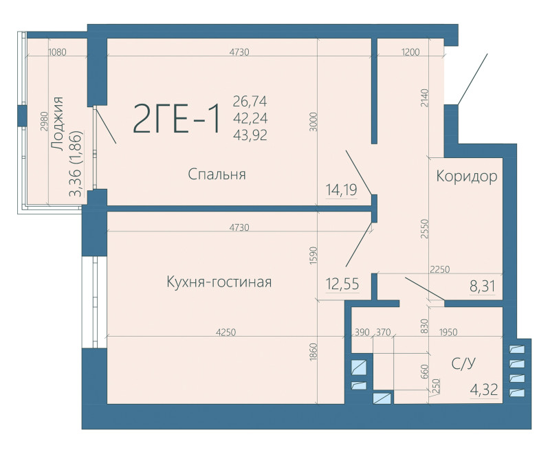 Планировка квартиры 2-комнатная