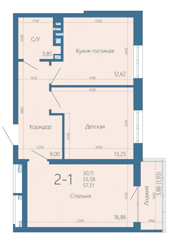 Планировка квартиры 2-комнатная